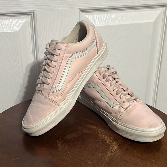 🔥🔥 Pink Leather VANS OLD SKOOL Sneakers - Women Sz 8.5 - Very Good Condition - Picture 4 of 13